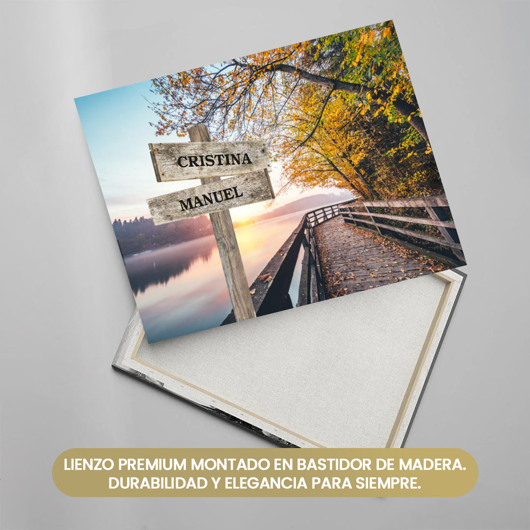 Passeio de outono (cor) - tela personalizada com nomes